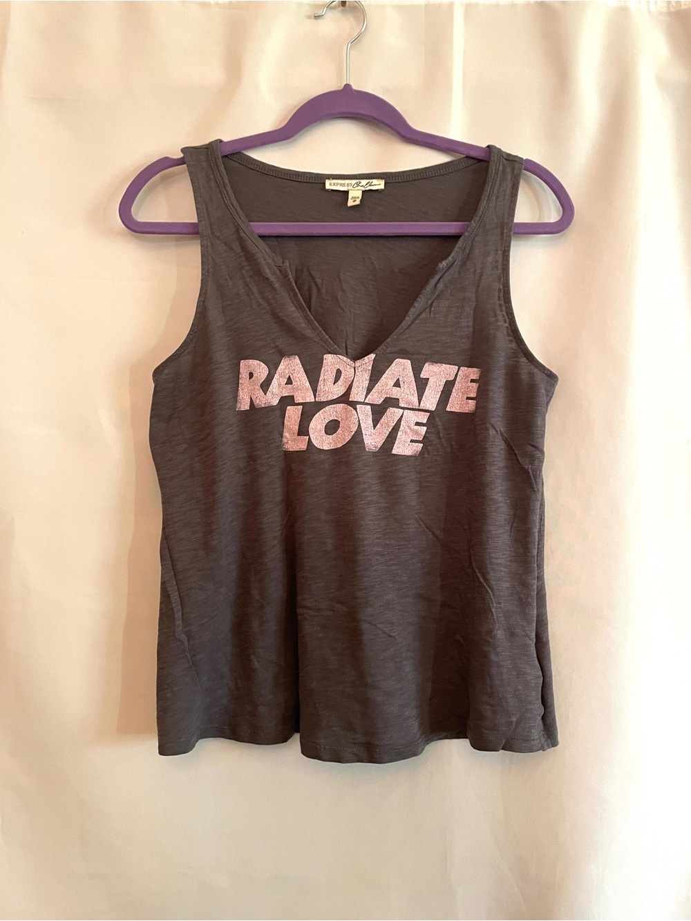 Express Charcoal Top Pink "Radiate Love" Graphic Affirmation Manifest Positive